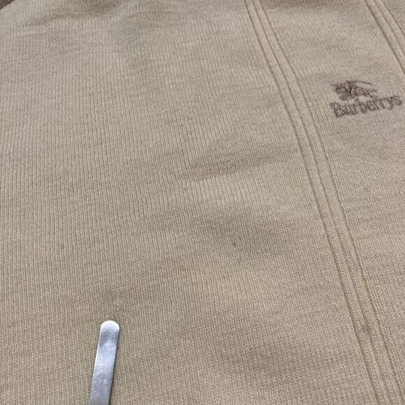 Vintage Burberrys 100% Pure New Wool Sweater Men's Small Cream Elbow Patches - Picture 10 of 16